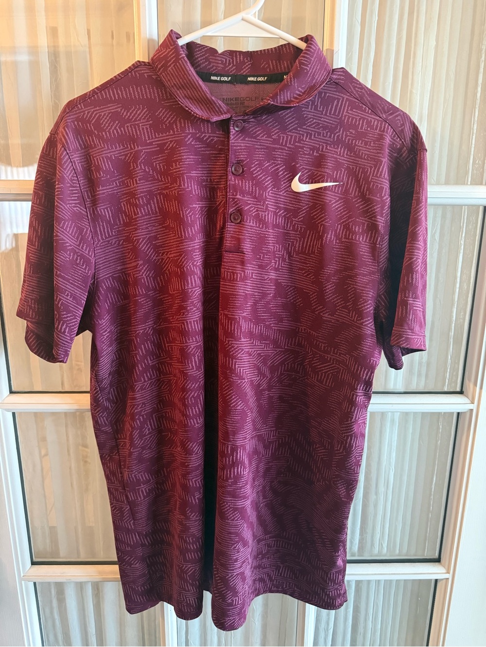 Nike Men's Medium Maroon Dri-FIT Golf Polo Swoosh Moisture Wicking